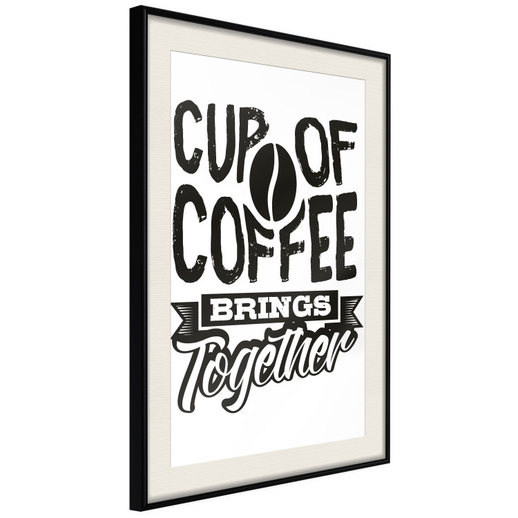 Wall Poster Cup of Coffee Brings Together - black and white text and a coffee bean 114683 additionalImage 3