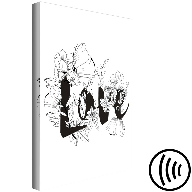 Canvas Blooming love - Love inscription surrounded by flowers in line art 116483 additionalImage 6
