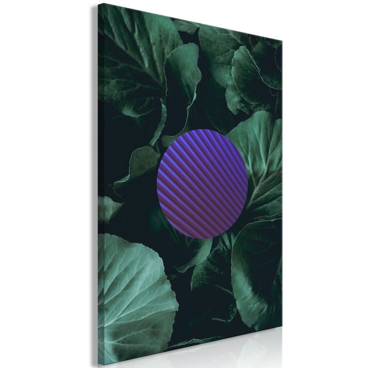 Canvas Violet circle - abstract geometry with a floral pattern 117183 additionalImage 2