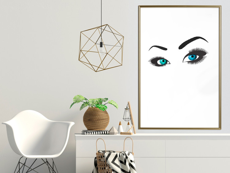 Poster Two-Toned Eyes - composition with woman's blue eyes on a white background 117283 additionalImage 15