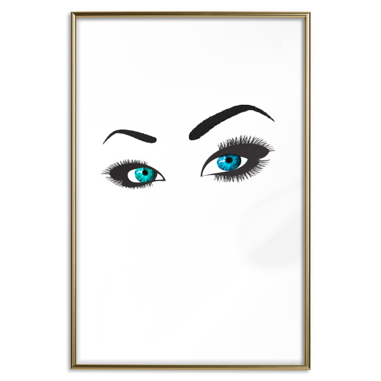 Poster Two-Toned Eyes - composition with woman's blue eyes on a white background 117283 additionalImage 16