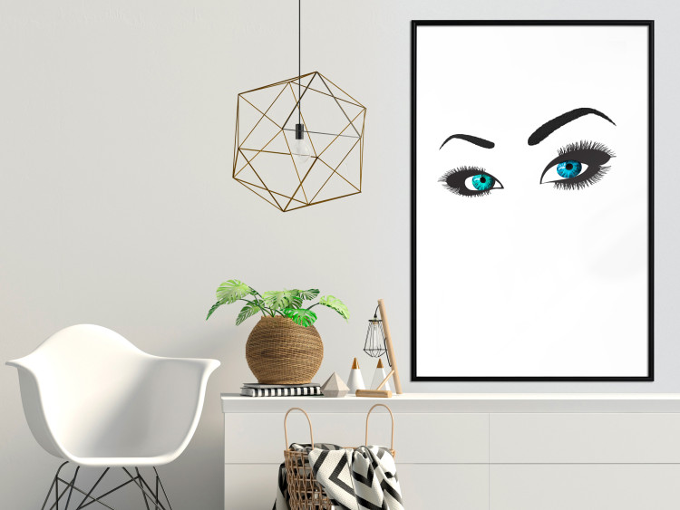 Poster Two-Toned Eyes - composition with woman's blue eyes on a white background 117283 additionalImage 4