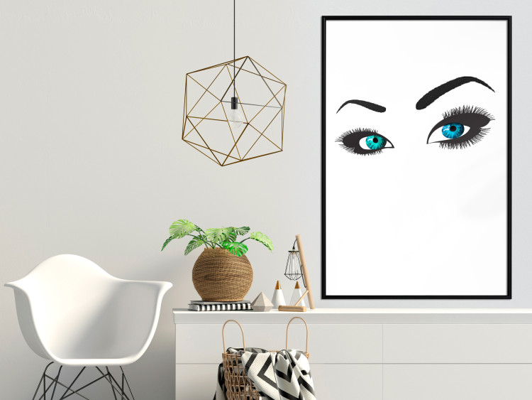 Poster Two-Toned Eyes - composition with woman's blue eyes on a white background 117283 additionalImage 3