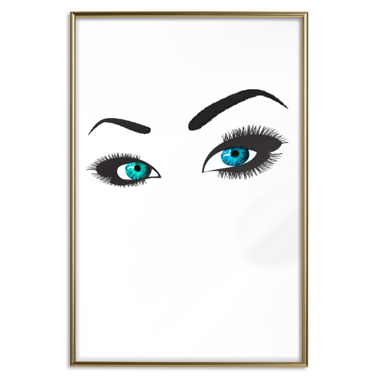 Poster Two-Toned Eyes - composition with woman's blue eyes on a white background 117283 additionalImage 20