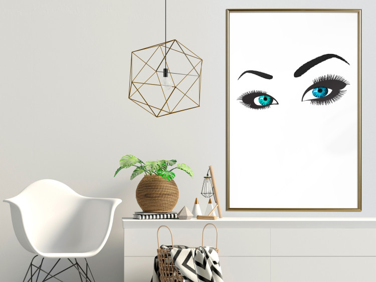 Poster Two-Toned Eyes - composition with woman's blue eyes on a white background 117283 additionalImage 7