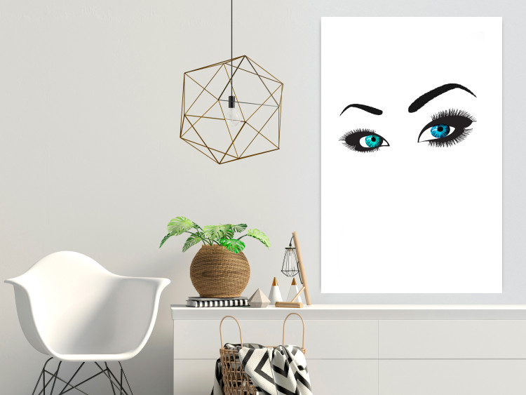 Poster Two-Toned Eyes - composition with woman's blue eyes on a white background 117283 additionalImage 2