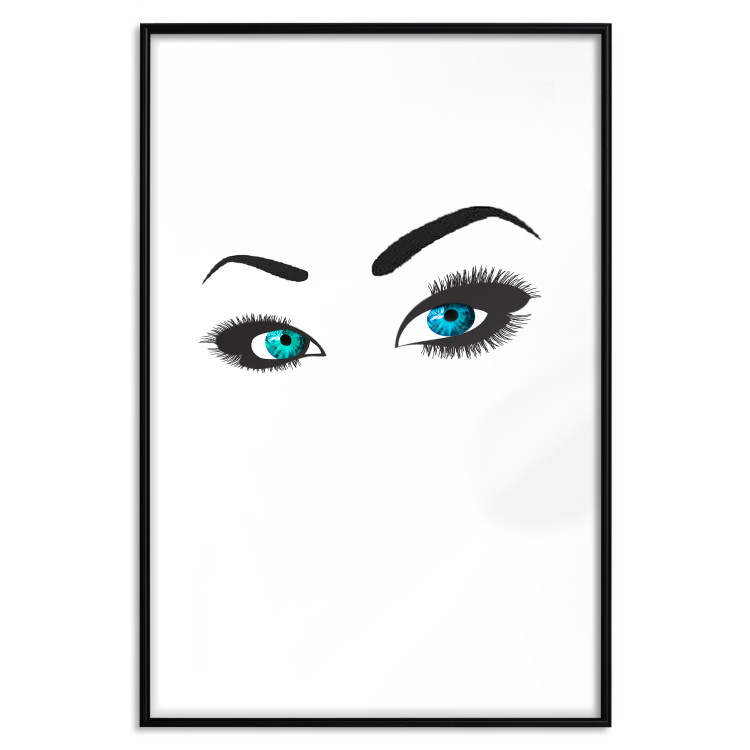 Poster Two-Toned Eyes - composition with woman's blue eyes on a white background 117283 additionalImage 17