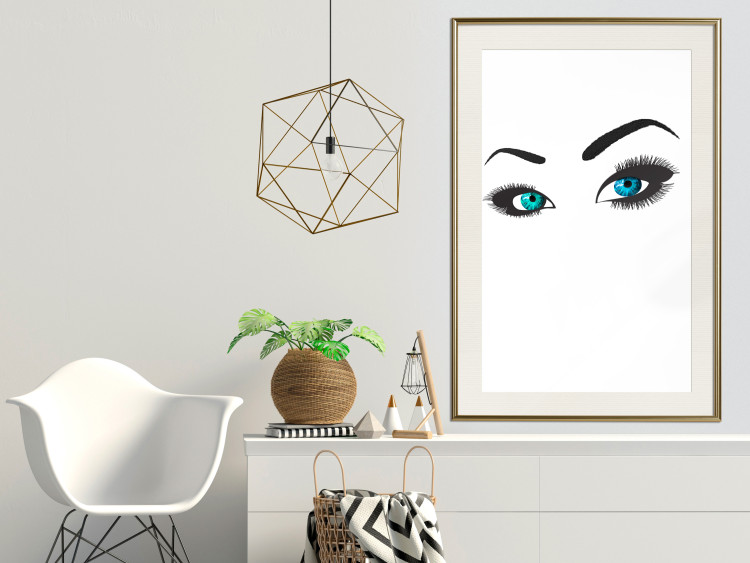 Poster Two-Toned Eyes - composition with woman's blue eyes on a white background 117283 additionalImage 21