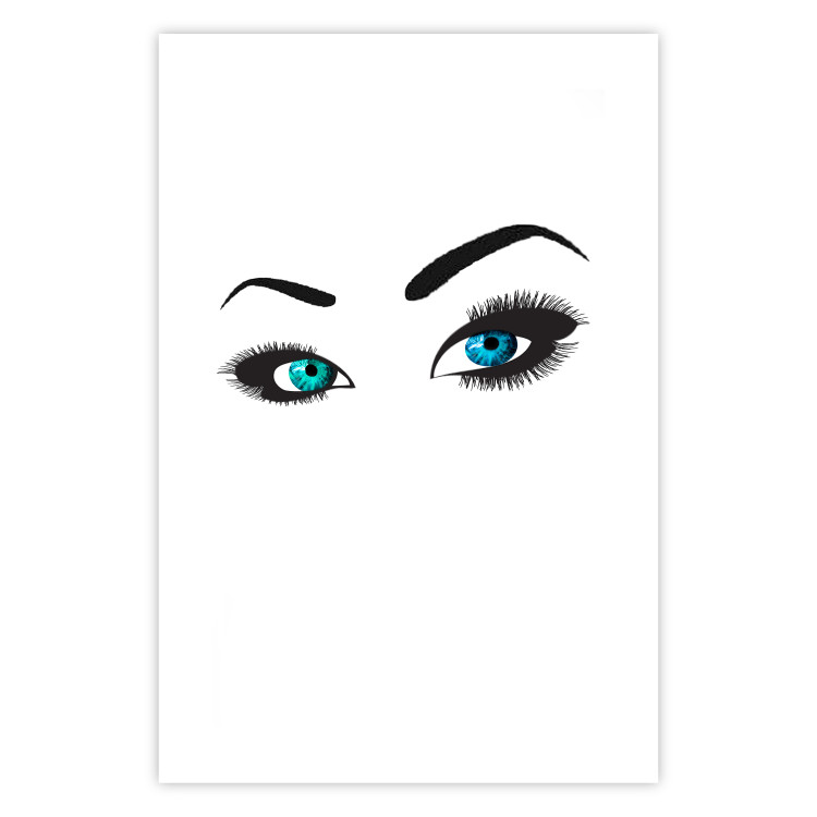 Poster Two-Toned Eyes - composition with woman's blue eyes on a white background 117283 additionalImage 25
