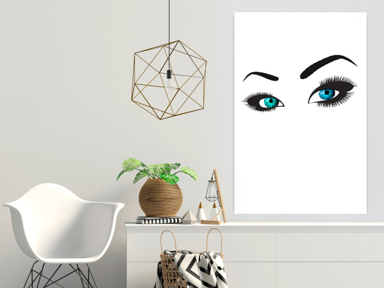Poster Two-Toned Eyes - composition with woman's blue eyes on a white background 117283 additionalImage 23