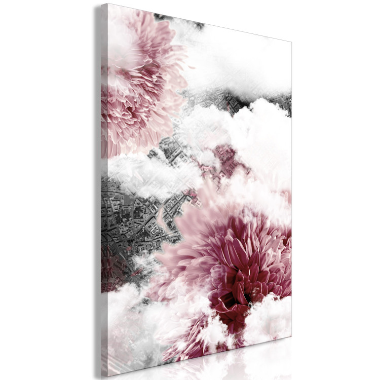 Canvas Dahlia clouds - interpenetrating photos of clouds and pink flowers 122783 additionalImage 2