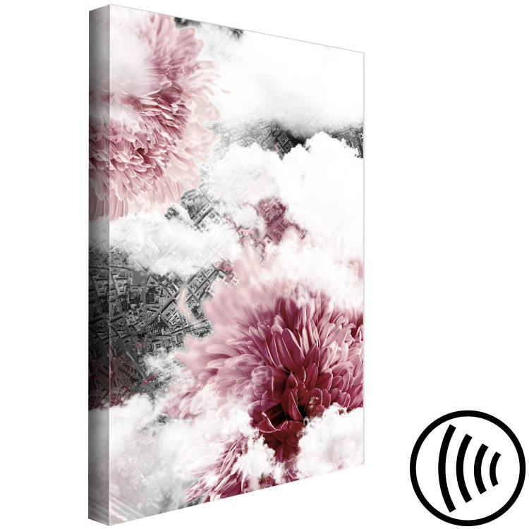 Canvas Dahlia clouds - interpenetrating photos of clouds and pink flowers 122783 additionalImage 6
