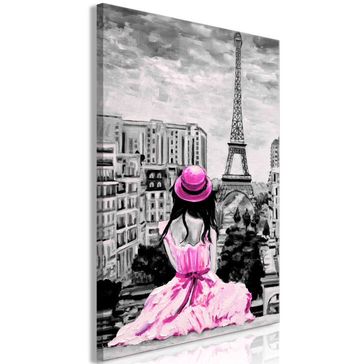 Canvas Art Print Paris Colour (1 Part) Vertical Pink 123083 additionalImage 2