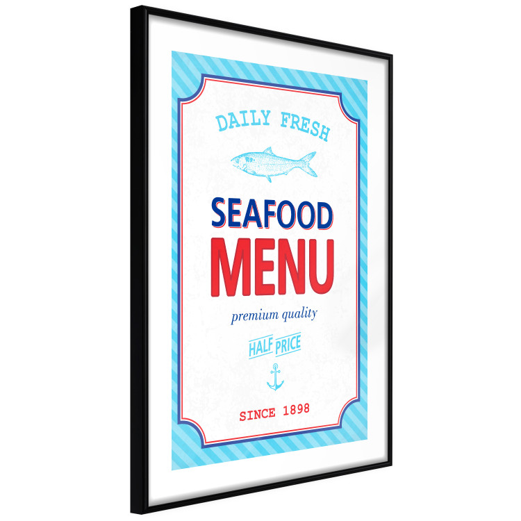 Wall Poster Menu - blue advertising pattern with English captions and fish 123583 additionalImage 11