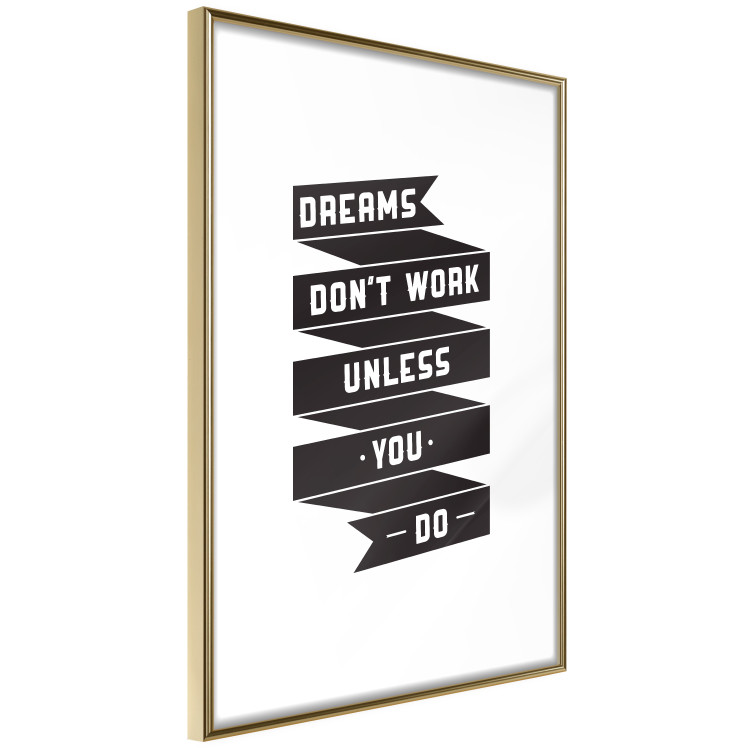 Poster Dreams don't work - black strip with English inscriptions on white background 123983 additionalImage 8