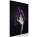 Canvas Print Triangle in hand - neon figure in the hand on black background 125083 additionalThumb 2