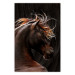 Poster Fiery Wind - portrait of a proud horse with brown fur on a black background 126883