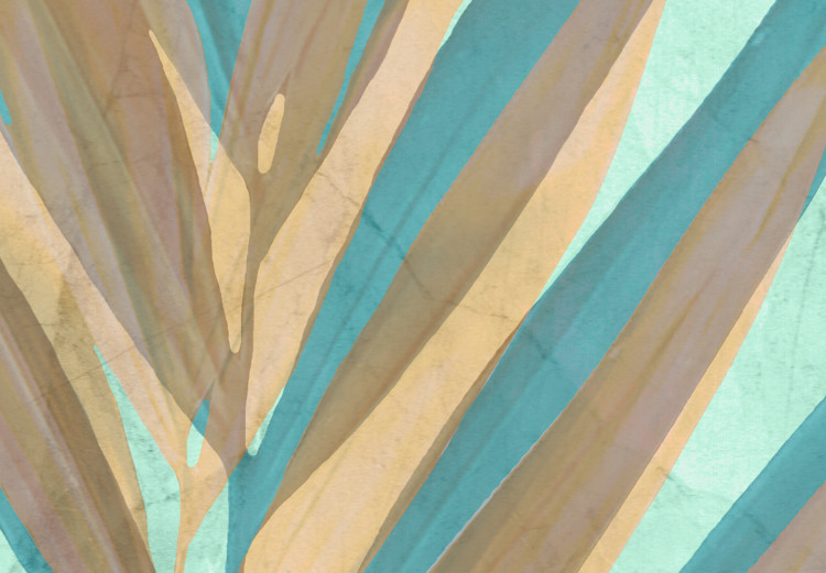 Canvas Colourful palm leaf - exotic plant motif on a green background 127583 additionalImage 5