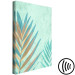 Canvas Colourful palm leaf - exotic plant motif on a green background 127583 additionalThumb 6
