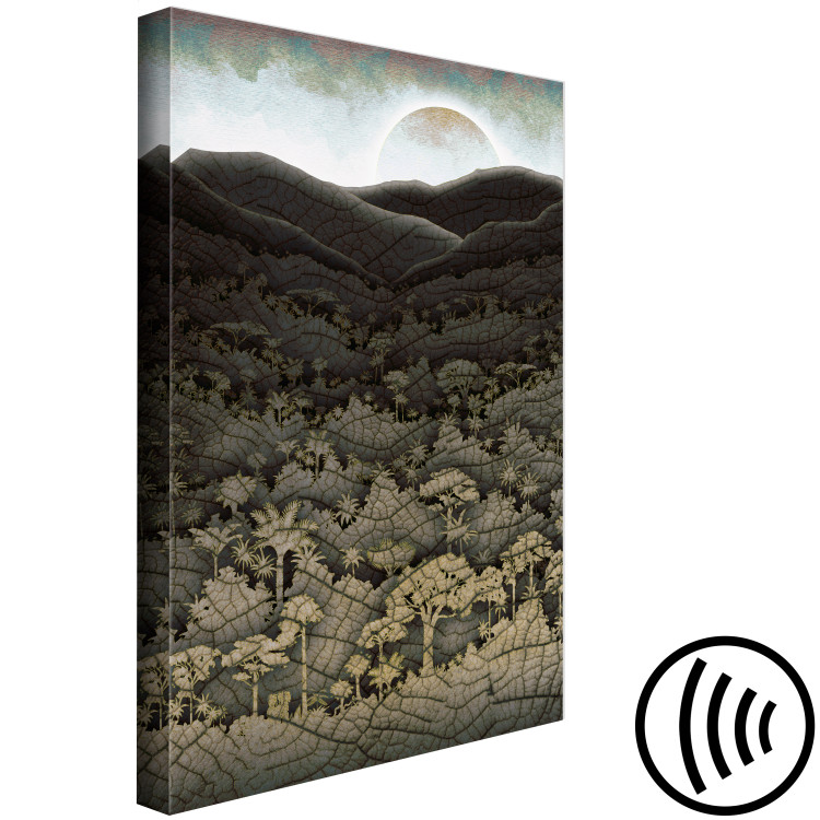 Canvas Art Print Forest, mountains and sun - a cartoon landscape in dark tones 127983 additionalImage 6