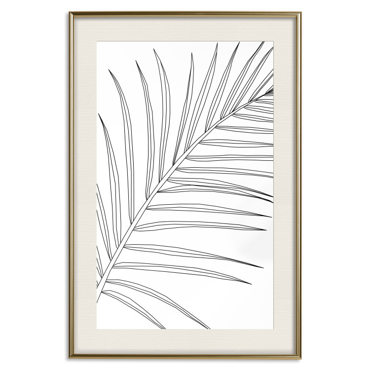 Poster Black and White Palm Leaf - black line art of palm leaf on white background 128083 additionalImage 20