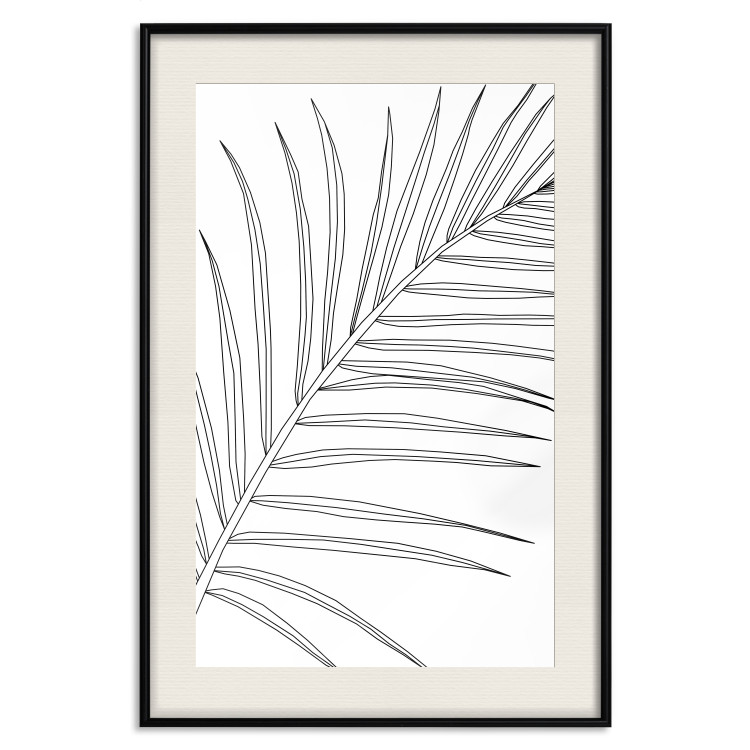 Poster Black and White Palm Leaf - black line art of palm leaf on white background 128083 additionalImage 19