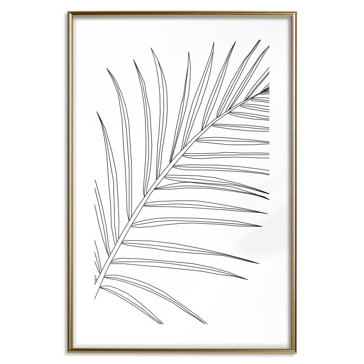 Poster Black and White Palm Leaf - black line art of palm leaf on white background 128083 additionalImage 16