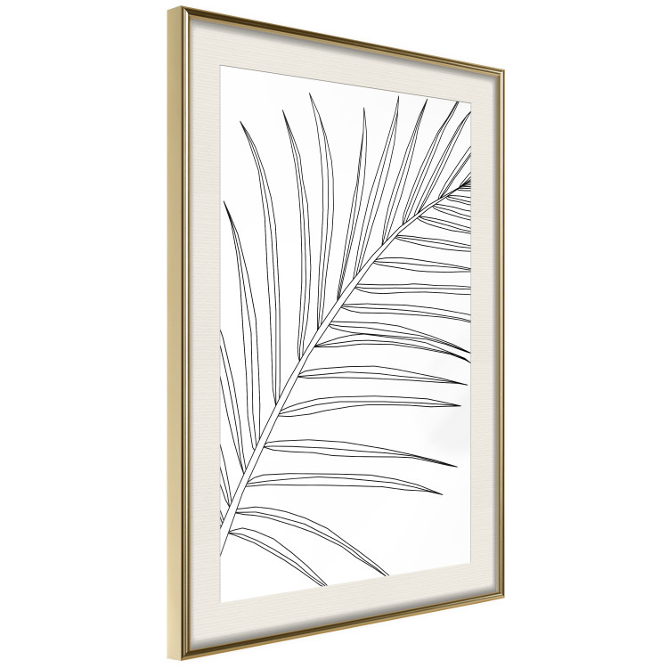 Poster Black and White Palm Leaf - black line art of palm leaf on white background 128083 additionalImage 3