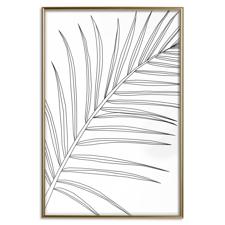 Poster Black and White Palm Leaf - black line art of palm leaf on white background 128083 additionalImage 21