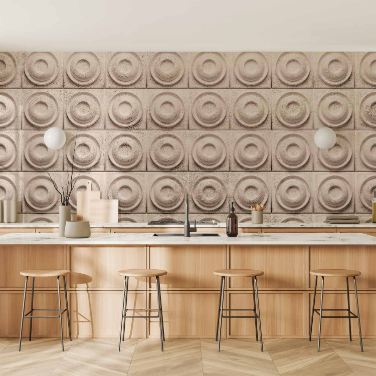 Photo Wallpaper Coffee, circles and squares - an abstract decor feature with circles in the background in shades of biscuits and coffee 129883 additionalImage 6