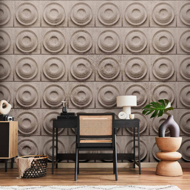 Photo Wallpaper Coffee, circles and squares - an abstract decor feature with circles in the background in shades of biscuits and coffee 129883 additionalImage 4