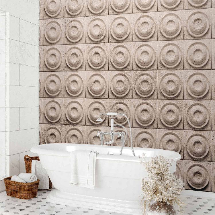 Photo Wallpaper Coffee, circles and squares - an abstract decor feature with circles in the background in shades of biscuits and coffee 129883 additionalImage 8
