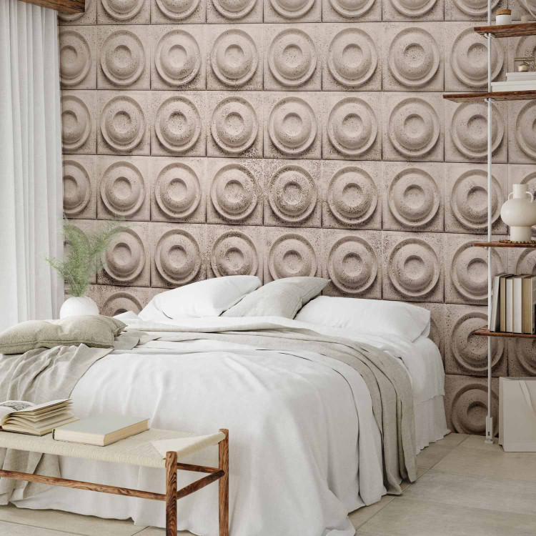 Photo Wallpaper Coffee, circles and squares - an abstract decor feature with circles in the background in shades of biscuits and coffee 129883 additionalImage 2
