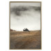 Poster Mountain Retreat - field landscape with a small cottage against white clouds 131783 additionalThumb 21