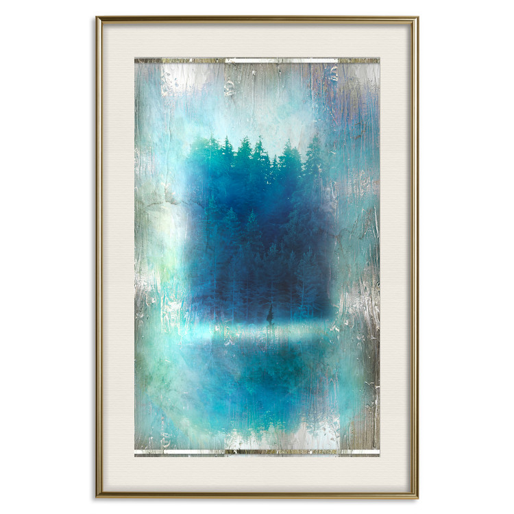 Poster Blue Paradise - abstract forest composition in blue texture 134583 additionalImage 20