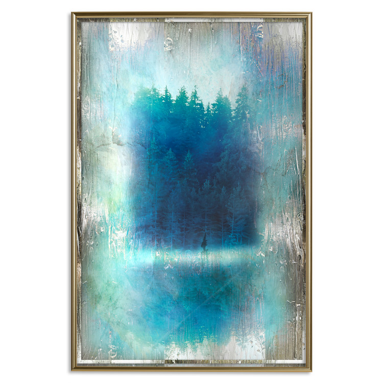 Poster Blue Paradise - abstract forest composition in blue texture 134583 additionalImage 21