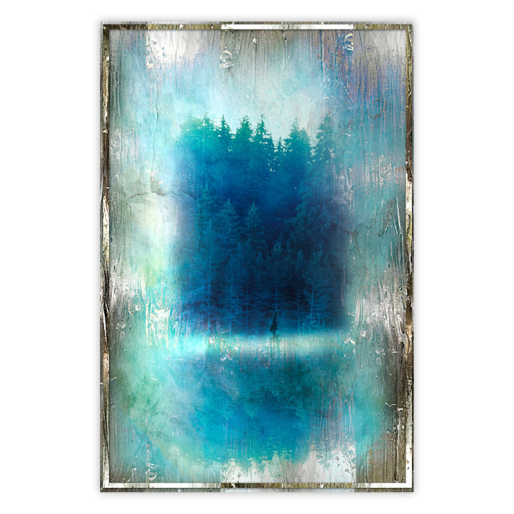 Poster Blue Paradise - abstract forest composition in blue texture 134583