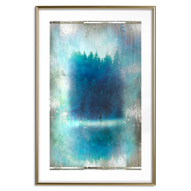 Poster Blue Paradise - abstract forest composition in blue texture 134583 additionalImage 16