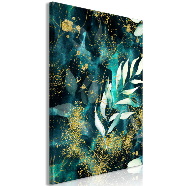Canvas Art Print Starry Nature (1-piece) Vertical - abstract blue leaves 135983 additionalImage 2