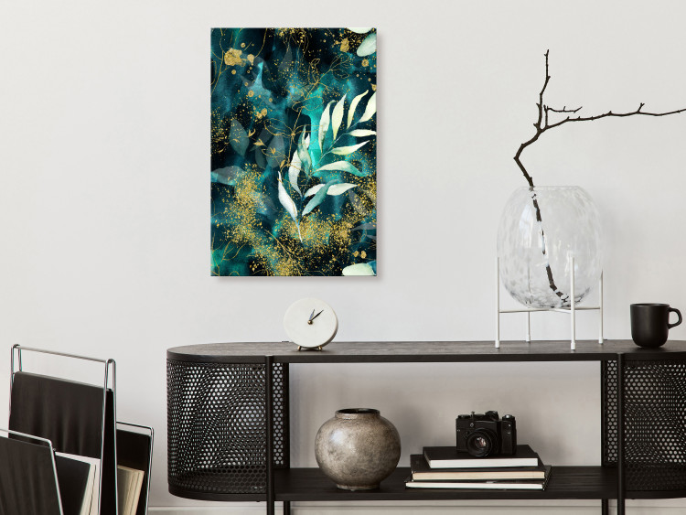 Canvas Art Print Starry Nature (1-piece) Vertical - abstract blue leaves 135983 additionalImage 3