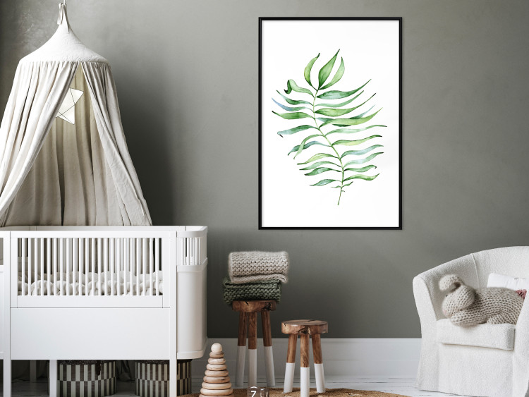 Poster Dancing Leaf - watercolor composition with green leaves on white 136383 additionalImage 18