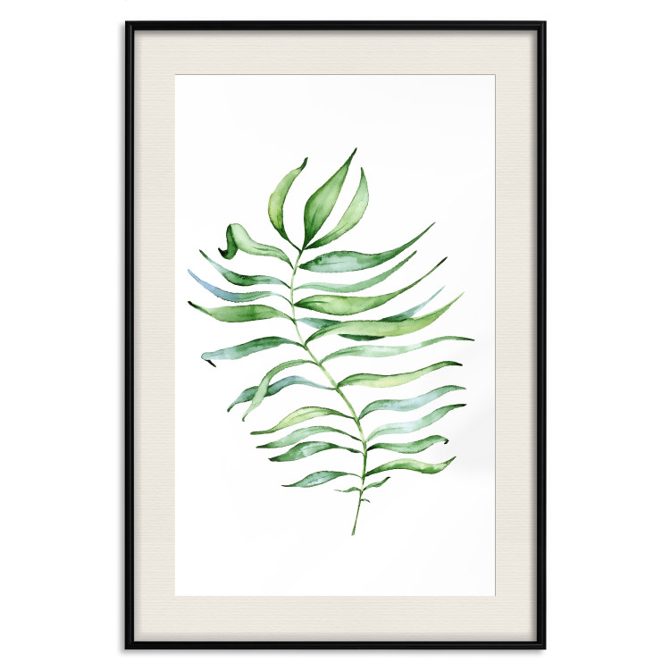 Poster Dancing Leaf - watercolor composition with green leaves on white 136383 additionalImage 3