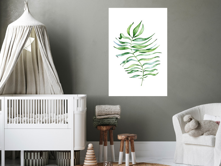 Poster Dancing Leaf - watercolor composition with green leaves on white 136383 additionalImage 11