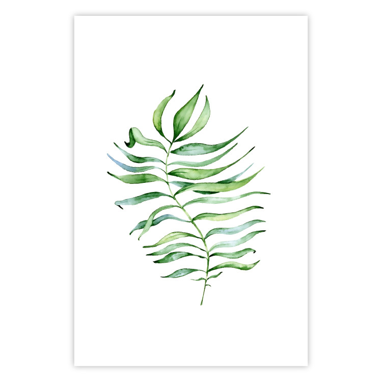 Poster Dancing Leaf - watercolor composition with green leaves on white 136383 additionalImage 8