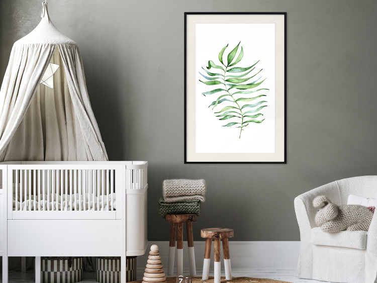 Poster Dancing Leaf - watercolor composition with green leaves on white 136383 additionalImage 13
