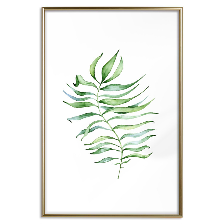 Poster Dancing Leaf - watercolor composition with green leaves on white 136383 additionalImage 4