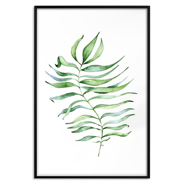 Poster Dancing Leaf - watercolor composition with green leaves on white 136383 additionalImage 7