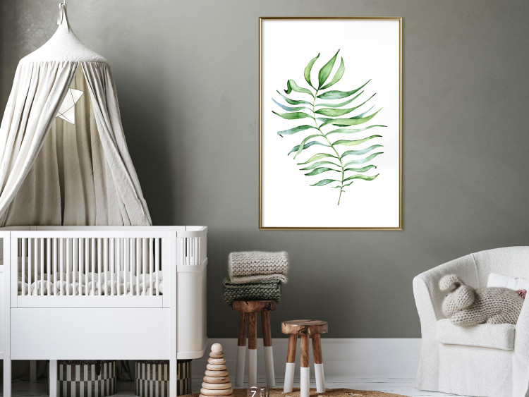 Poster Dancing Leaf - watercolor composition with green leaves on white 136383 additionalImage 16