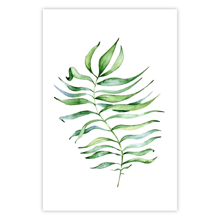 Poster Dancing Leaf - watercolor composition with green leaves on white 136383