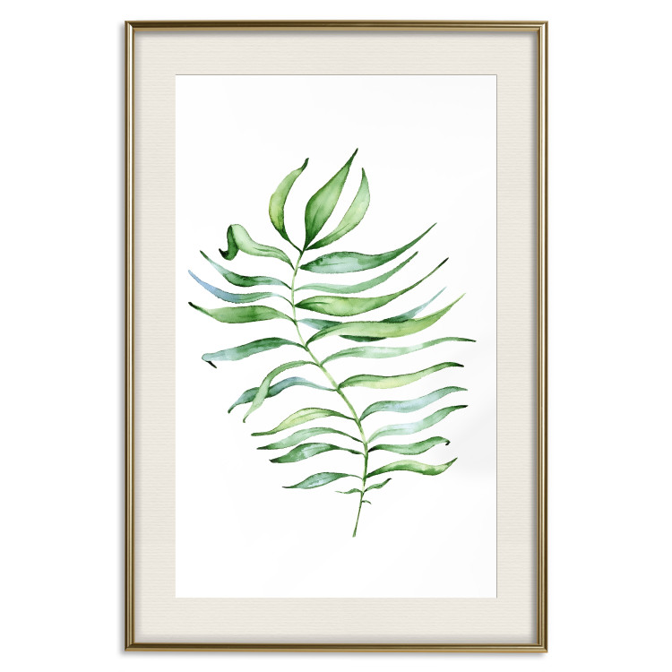 Poster Dancing Leaf - watercolor composition with green leaves on white 136383 additionalImage 2